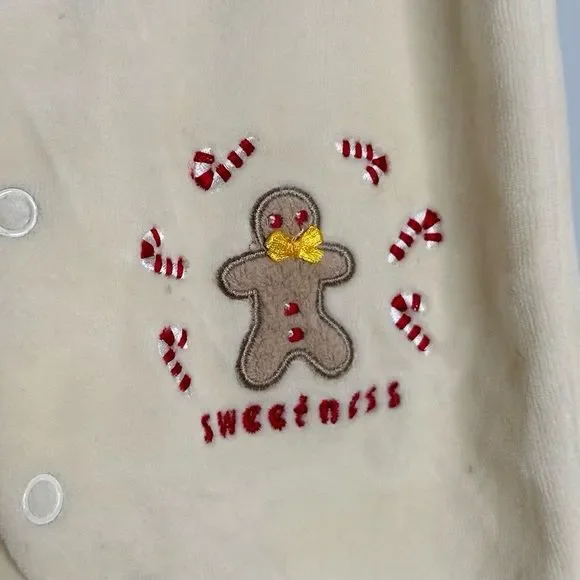 Vintage 2004 Christmas Gingerbread Velour Baby 1 Piece & Stocking Size 0-3M NEW - Picture 4 of 11